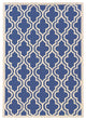 Linon Silhouette Quatrefoil Hand Hooked Wool 8'x10' Rug in Navy
