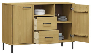 vidaXL Sideboard Buffet Console Cabinet with Metal Legs Brown Solid Wood OSLO