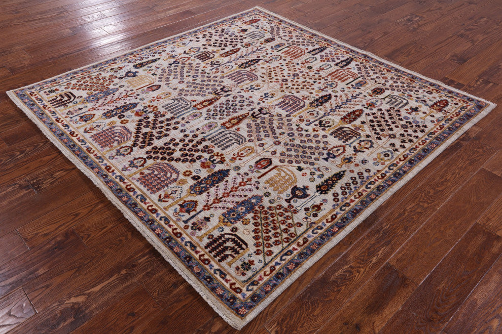 6' Square Hand-Knotted Persian Ziegler Wool Rug - Q12886