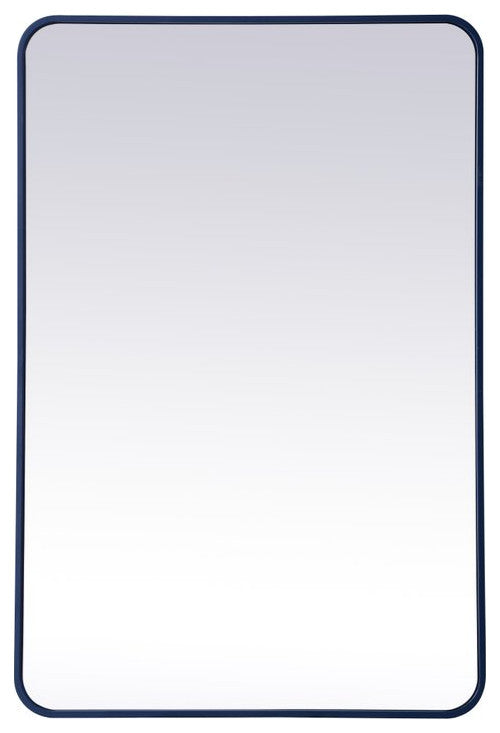 Elegant Decor MR802842BL Soft Corner Metal Rectangular Mirror, 28"x42", Blue