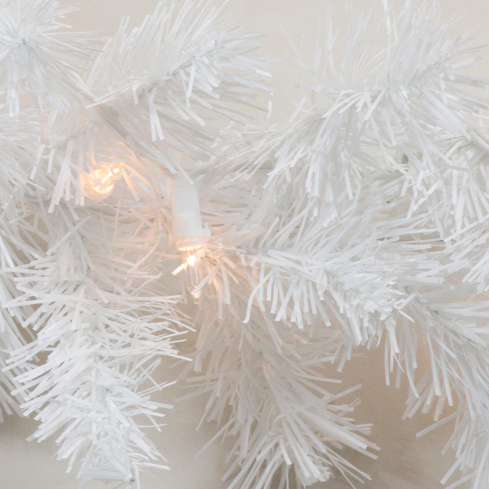 9' x 12" Pre-Lit Snow White Artificial Christmas Garland Clear Lights