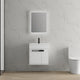 Freestanding/Floating Bathroom Vanity With white Ceramics Top, White, 24"