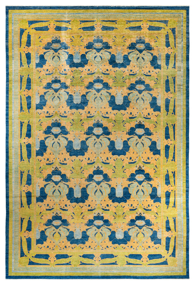 Arts and Crafts, One-of-a-Kind Handmade Area Rug Blue, 17'4"x12'1"