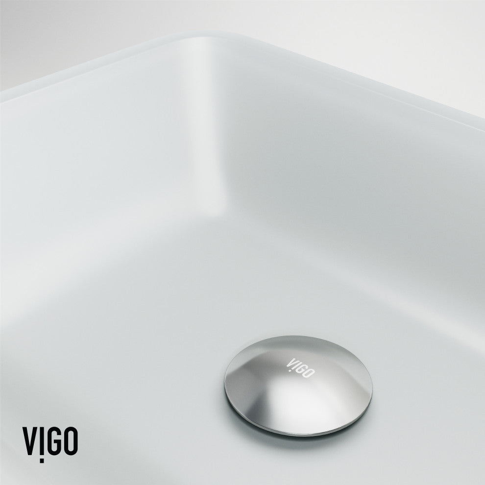 VIGO Sottile 18"L x 13"W x 4"H Glass Rectangular Vessel Bathroom Sink, White