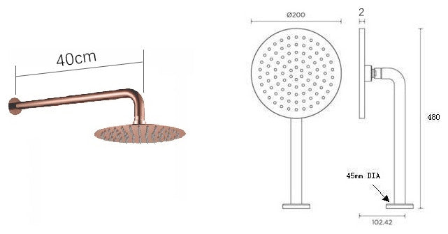 Fontana Rivera Solid Brass Wall Mount Triple Mixer Bathroom Shower Set