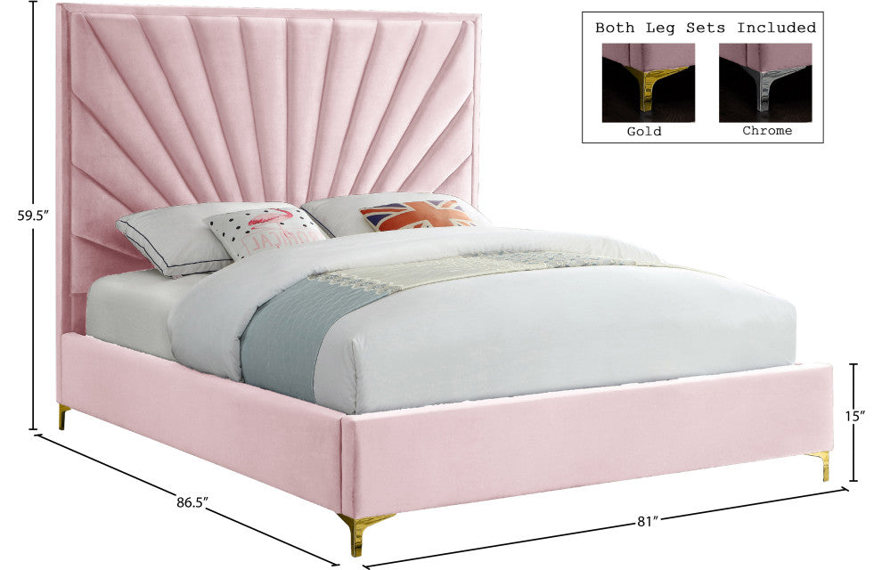Eclipse Velvet Bed, Pink, King