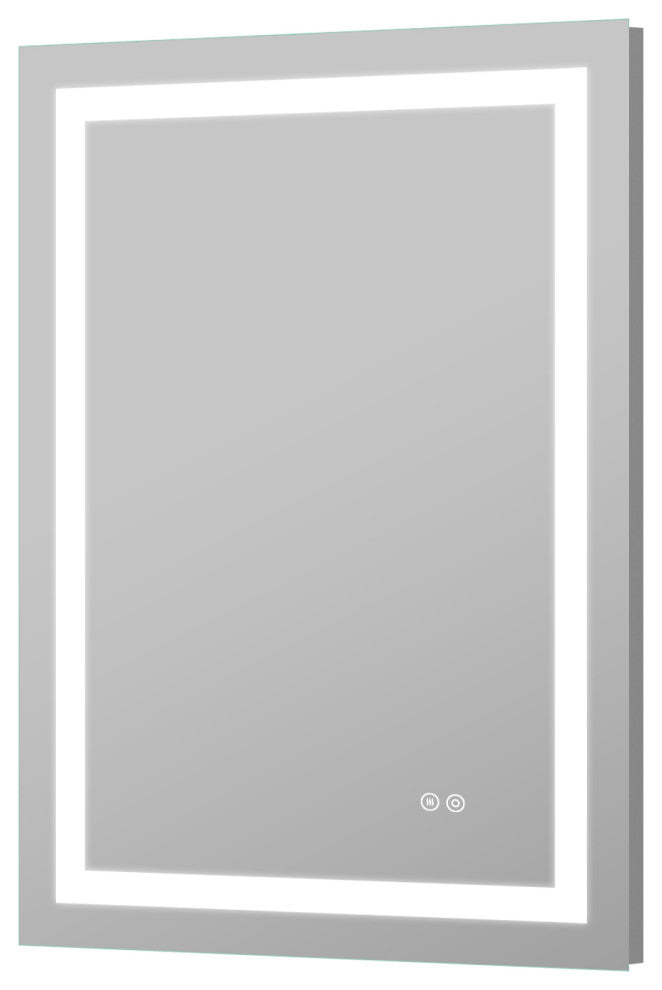 Frameless LED Bathroom Vanity Mirror With Defogger Dimmer, 28"x36"
