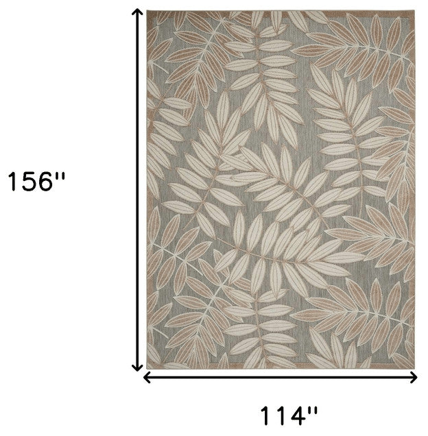 10' X 13' Natural Floral Non Skid Indoor Outdoor Area Rug
