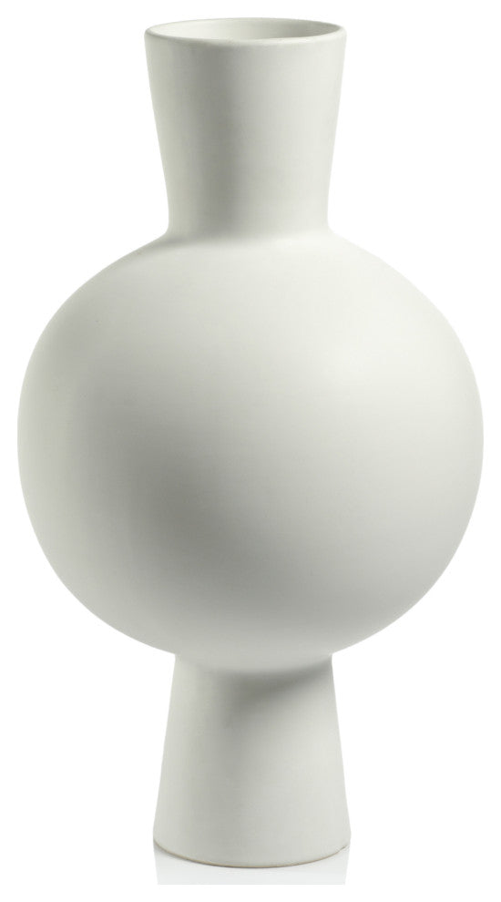 Ozamiz 17" Tall White Stoneware Vase