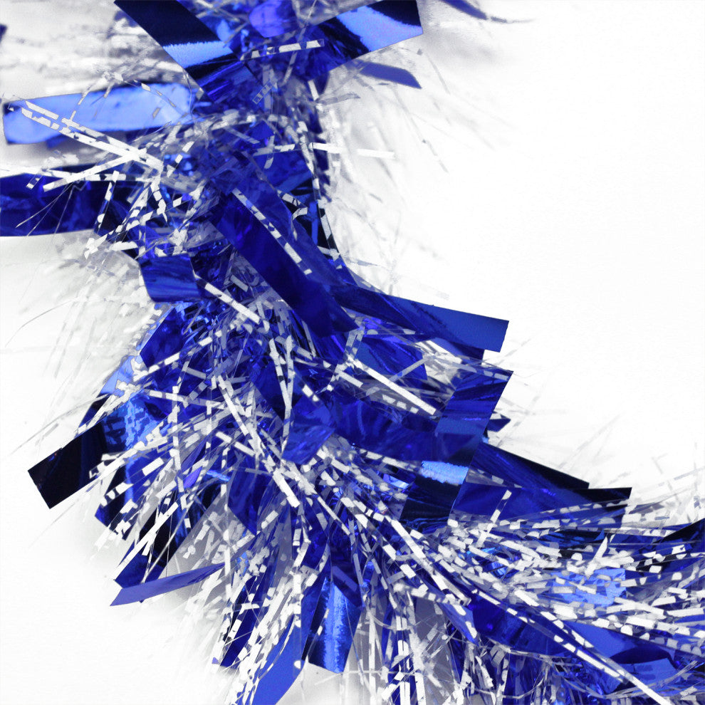 50' Festive Blue and White Christmas Hanukkah Tinsel Garland, Unlit, 6 Ply