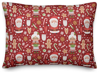 Mr & Mrs Claus Pattern 14"x20" Throw Pillow