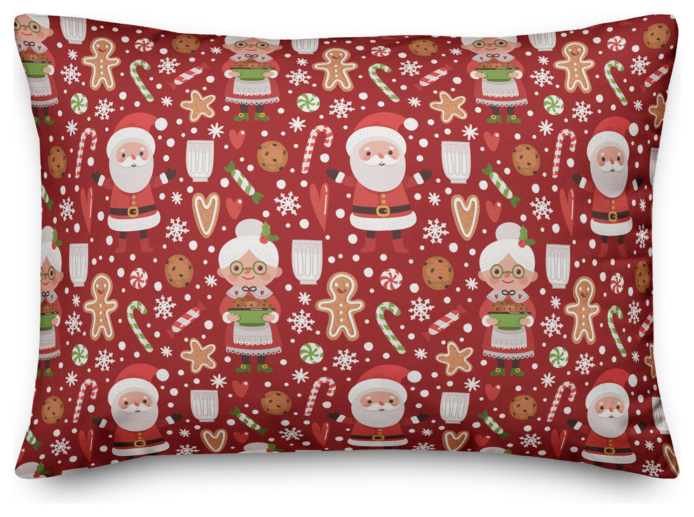 Mr & Mrs Claus Pattern 14"x20" Throw Pillow