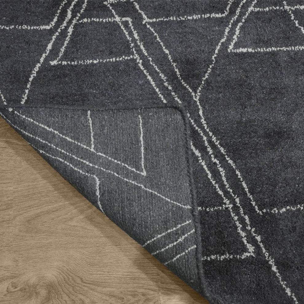 HAND KNOTTED LOOM SILK ECO-FRIENDLY RUG-Rectangle,Charcoal Beige, Contemporary