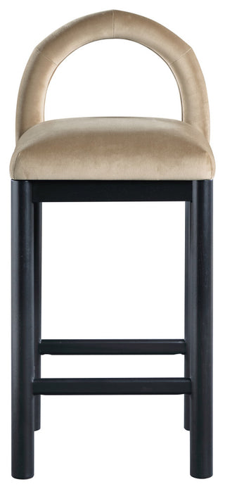 Conrad Upholstered Bar and Counter Stool, Beige, Velvet, Black