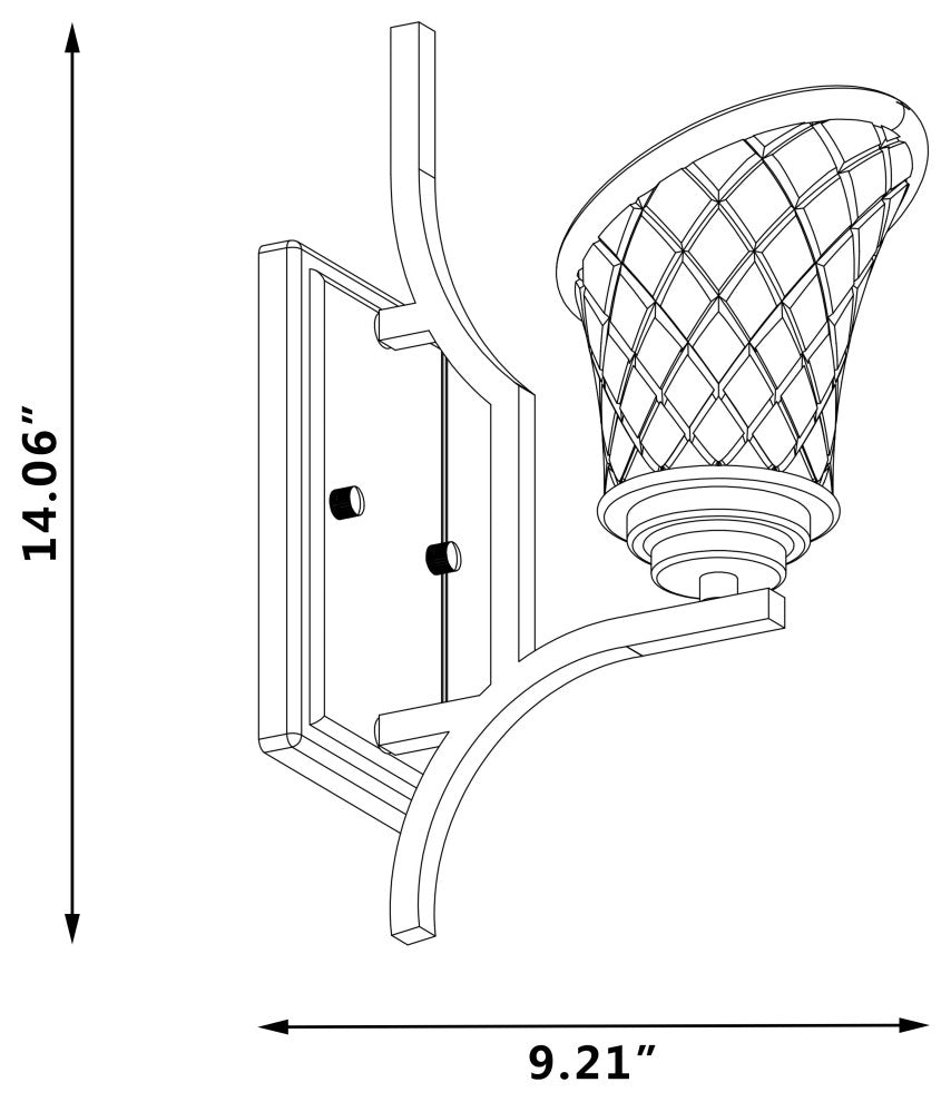 1- Light Dimmable Vintage Black Armed Sconce