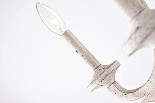 5-Light Distressed Antique White Farmhouse Chandelier Glam