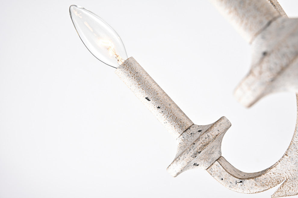 5-Light Distressed Antique White Farmhouse Chandelier Glam