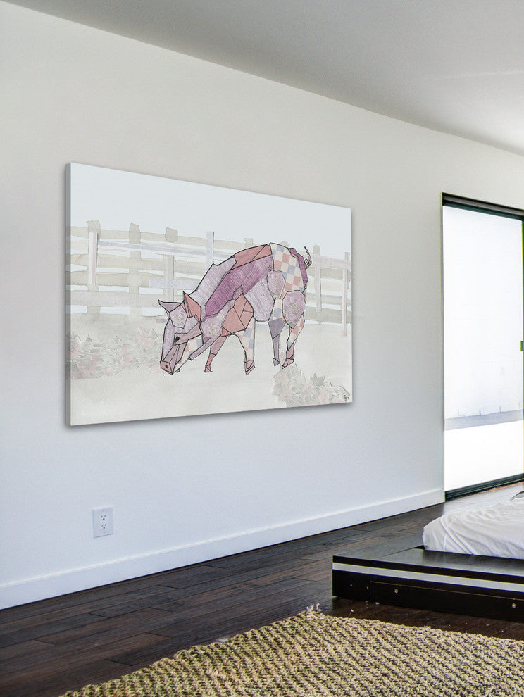 "Como Cerdo" Painting Print on Wrapped Canvas, 60"x40"