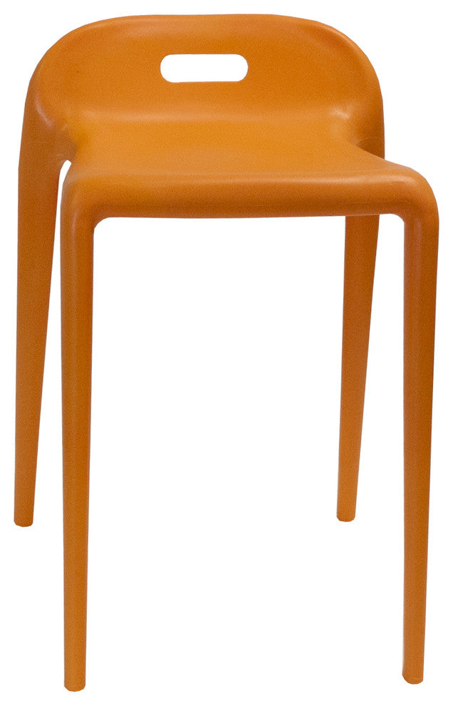 Mod Made Modern Stacking Plastic Stool Chair, Set of 2, Orange
