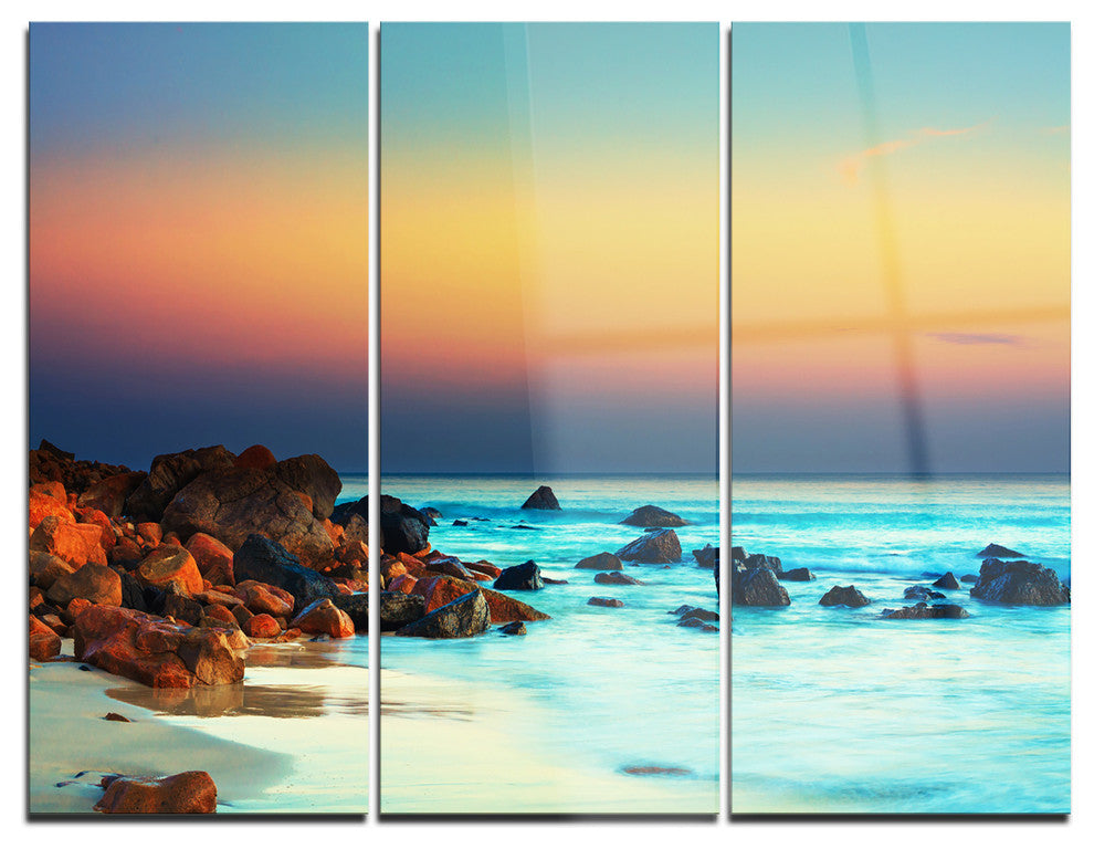 "Sunset Over Blue Sky" Photography Metal Wall Art, 3 Panels, 36"x28"