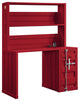 Unique Cargo Desk, Metal Frame With Integrated Hutch and Storage Cabinet, Red