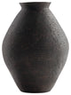 Benzara BM283063 17" Polyresin Vase, Tightly Ribbed Texture, Antique Brown