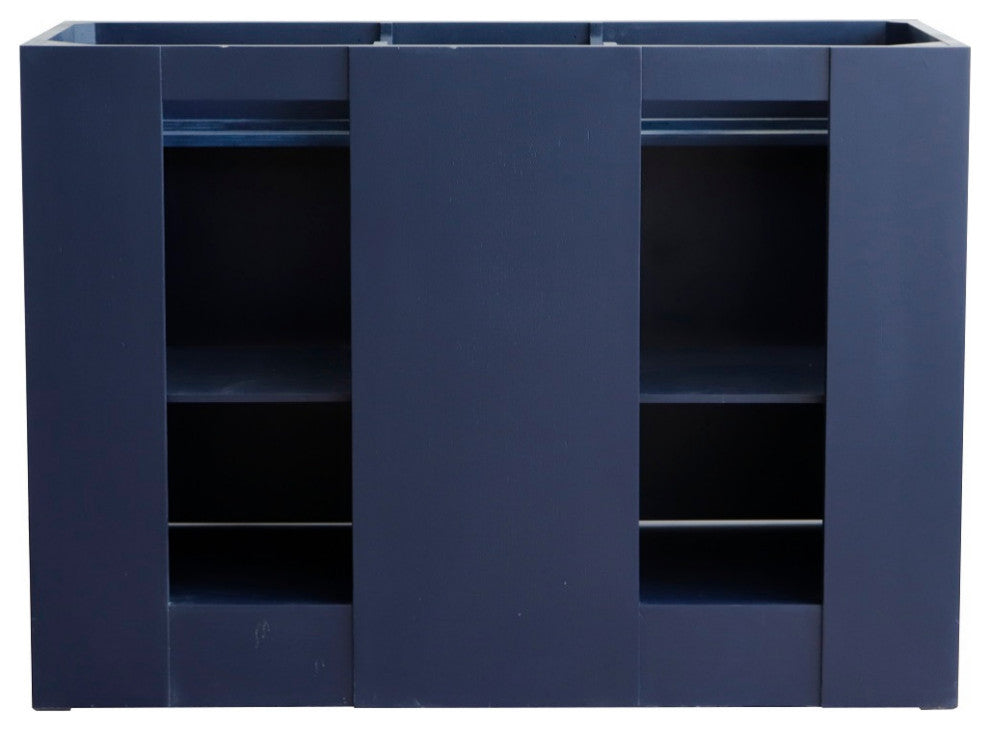 48" Double Sink Vanity, Blue Finish With Engineered Stone Top And Rectangle Sink