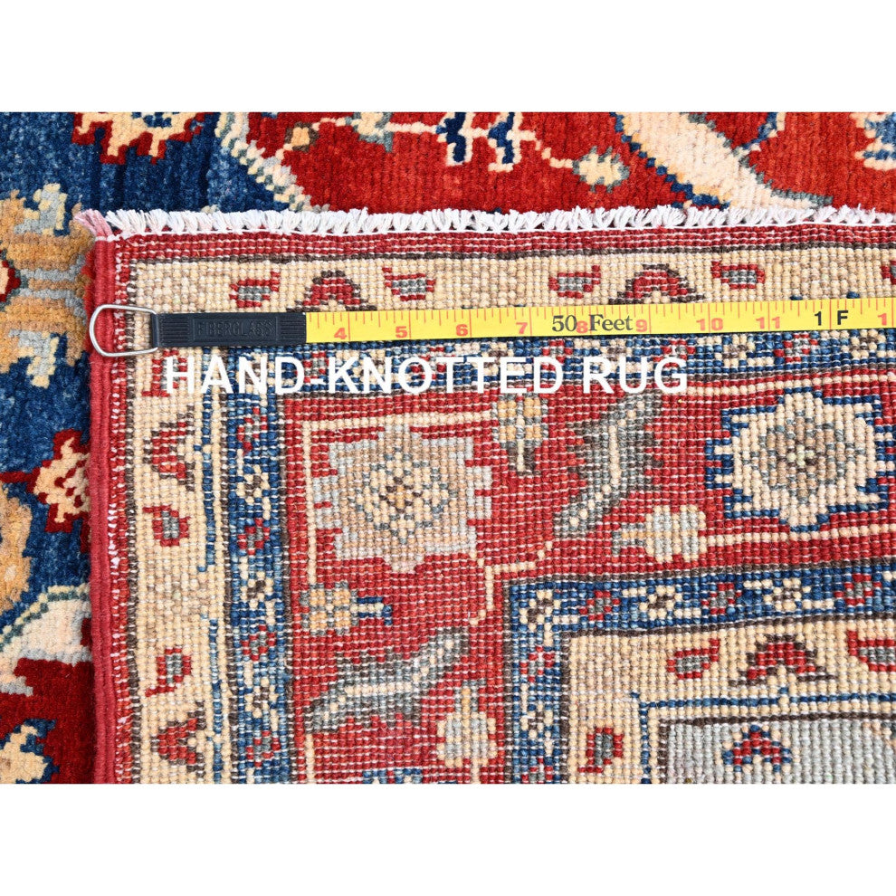 Blue, Serapi Heriz Design, Soft Wool, Hand Knotted, Oriental Rug, 4'x6'