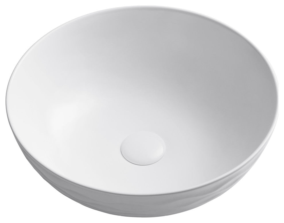 Viva Ceramic Round Vessel Bathroom Sink, White