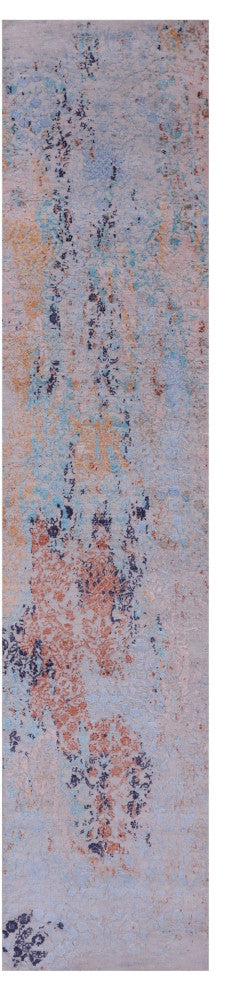 2' 6" X 12' 1" Runner Hand-Knotted Wool and Silk Modern Rug Q11825