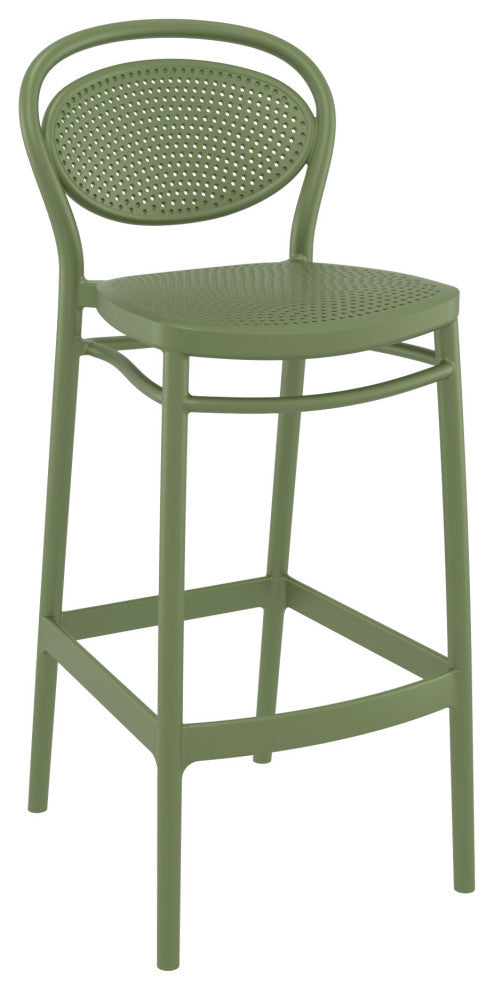 Marcel Bar Stool, Set of 2, Olive Green