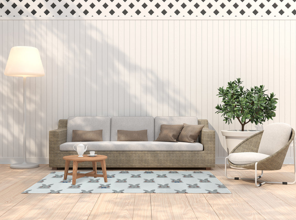 5' x 7' Bunny Fluffle Easter Chenille Indoor/Outdoor Rug