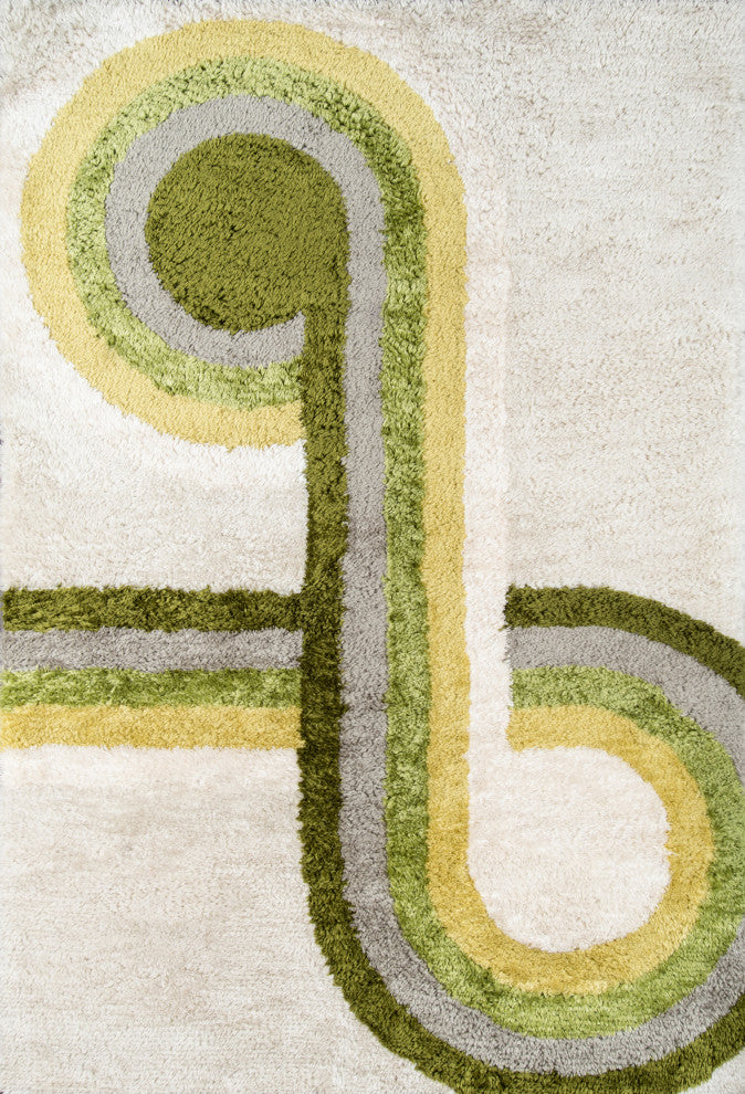 Retro Green Rug, 2'x3'