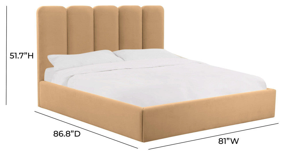 Palani Honey Velvet King Bed - Honey