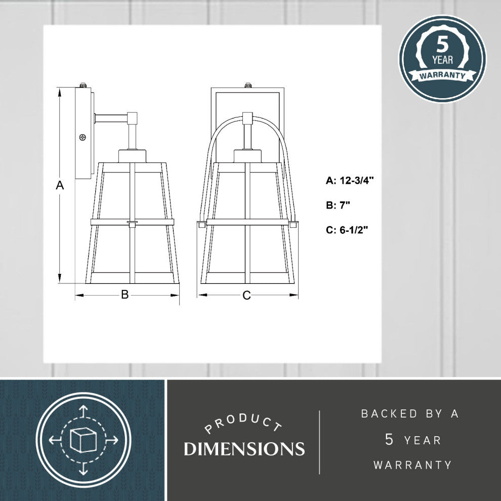 Portage Park 6.5" Outdoor Wall Light Matte Black