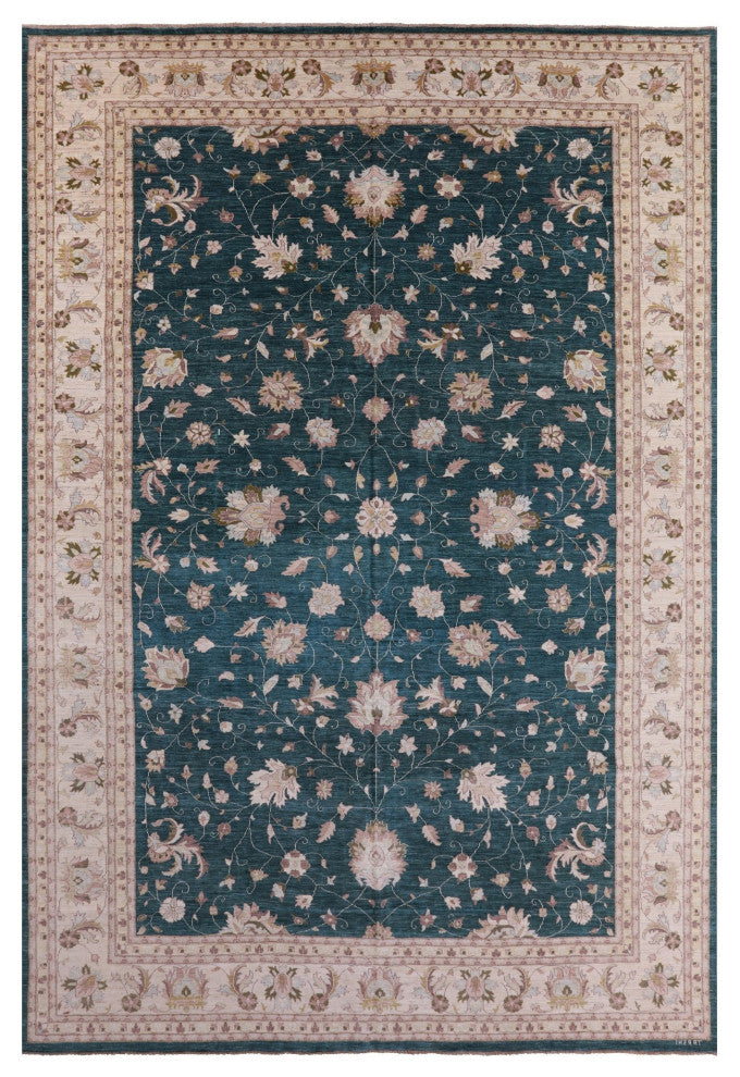 12' 1" X 18' 0" Signed Chobi Peshawar Hand Knotted Wool Rug Q8845