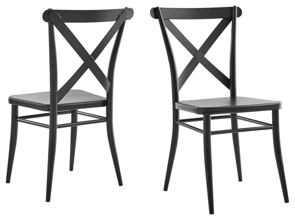 Side Dining Chair, Set of 2, Metal, Black, Modern, Bistro Restaurant Hospitality