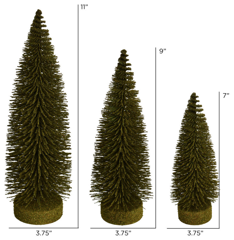 Vickerman Ls190790 7"-9"-11" Green Oval Pine Artificial Christmas Tree, Set of 3