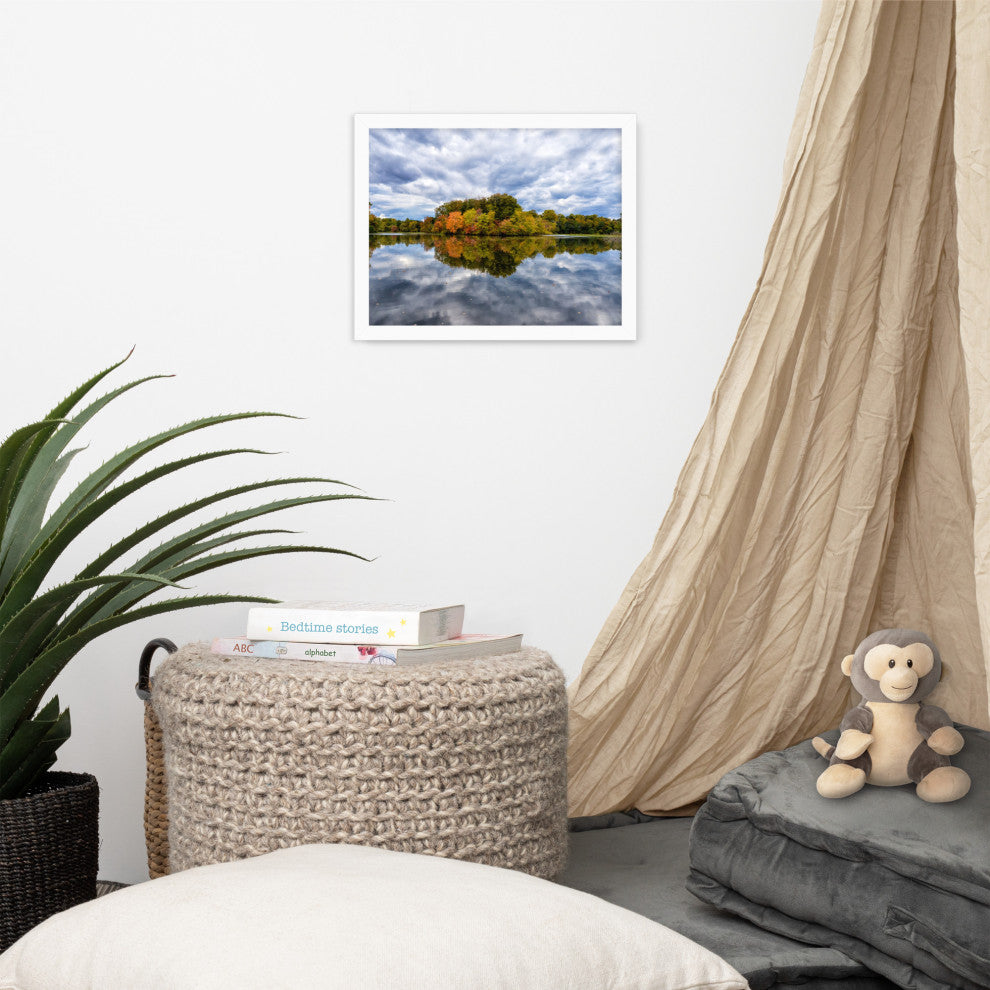 Autumn Reflections Rural Landscape Framed Photo Paper Wall Art Prints, White, 11" X 14"