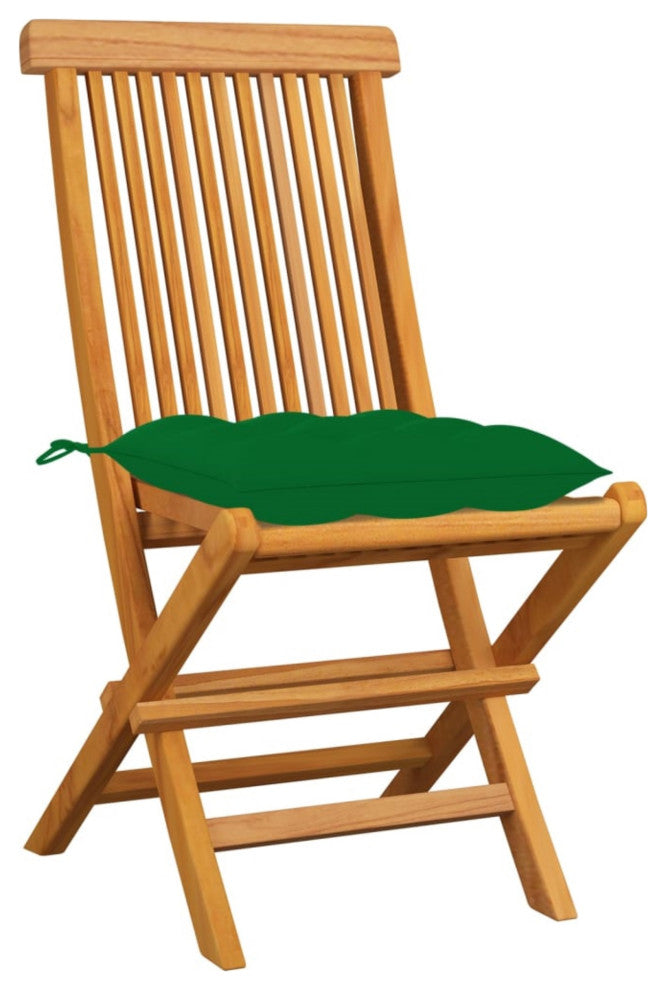 Vidaxl Garden Chairs With Green Cushions, Set of 8