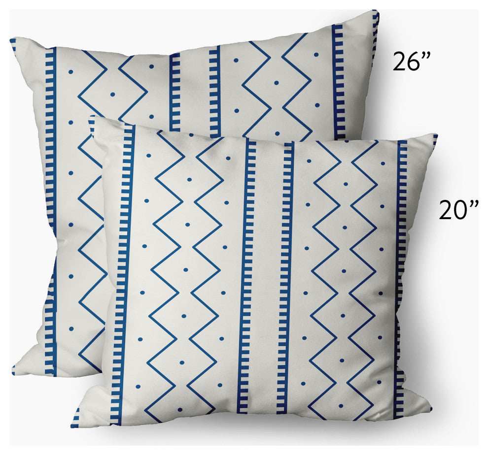 Mudcloth Decorative Throw Pillow, Dark Cobalt Blue, 26"x26"