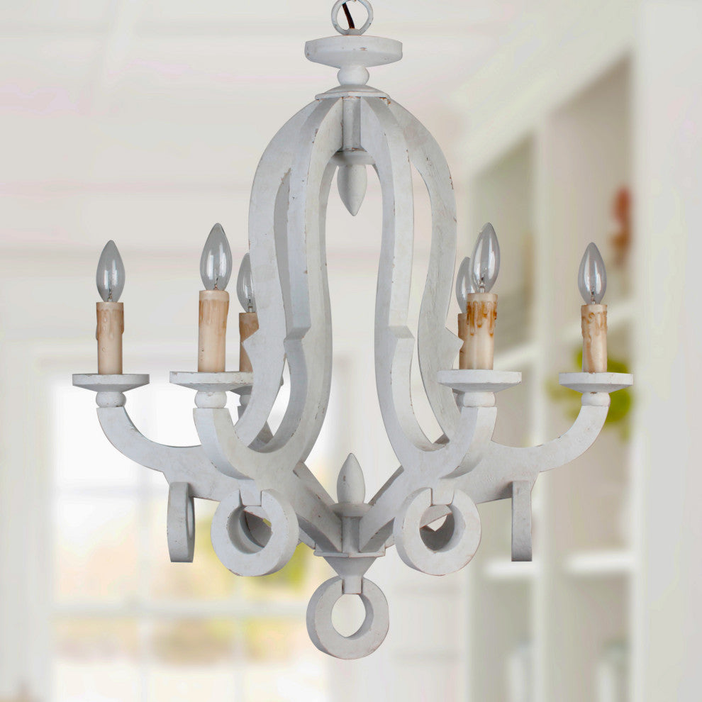 Bella Depot Vintage French Country 6-Lights Chandelier for Kitchen Island, White