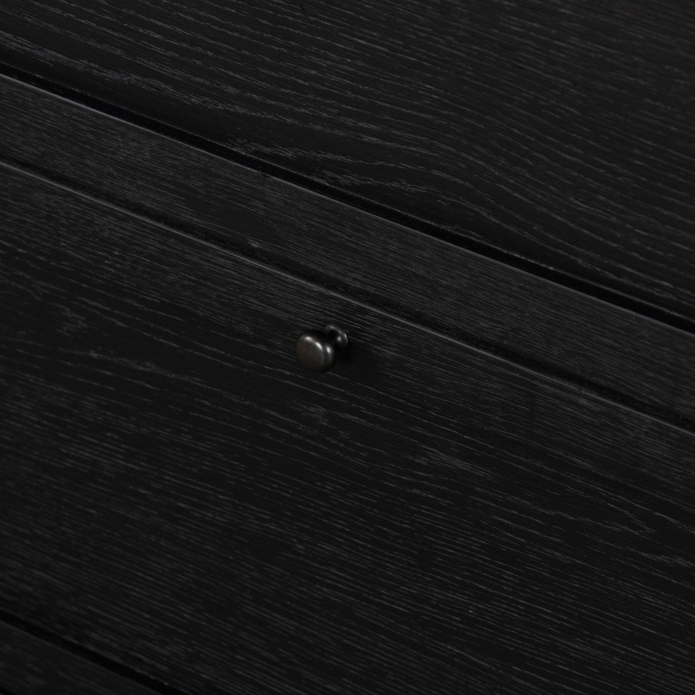 Millie Nightstand Drifted Matte Black Veneer, Drifted Oak, Antique Pewter