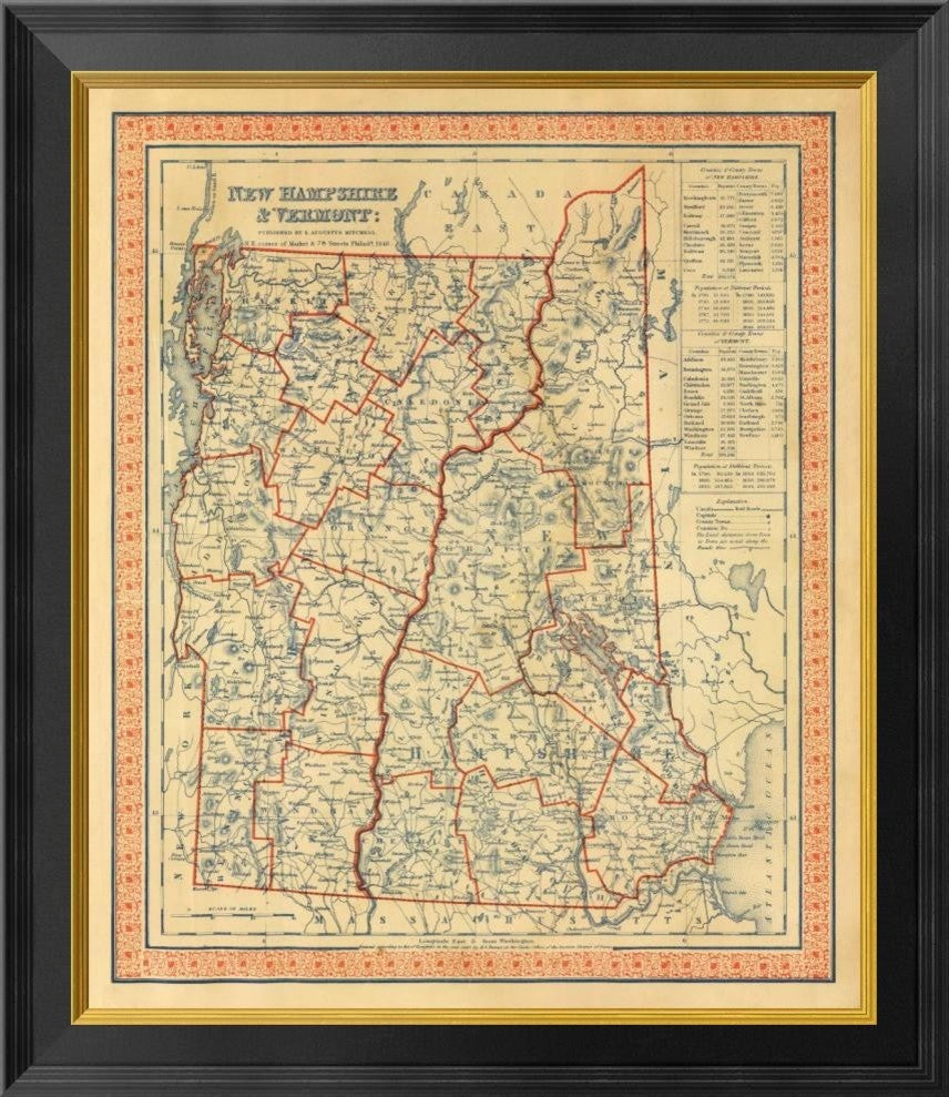 "New Hampshire, Vermont, 1846"  by Samuel Augustus Mitchell, 23x26"