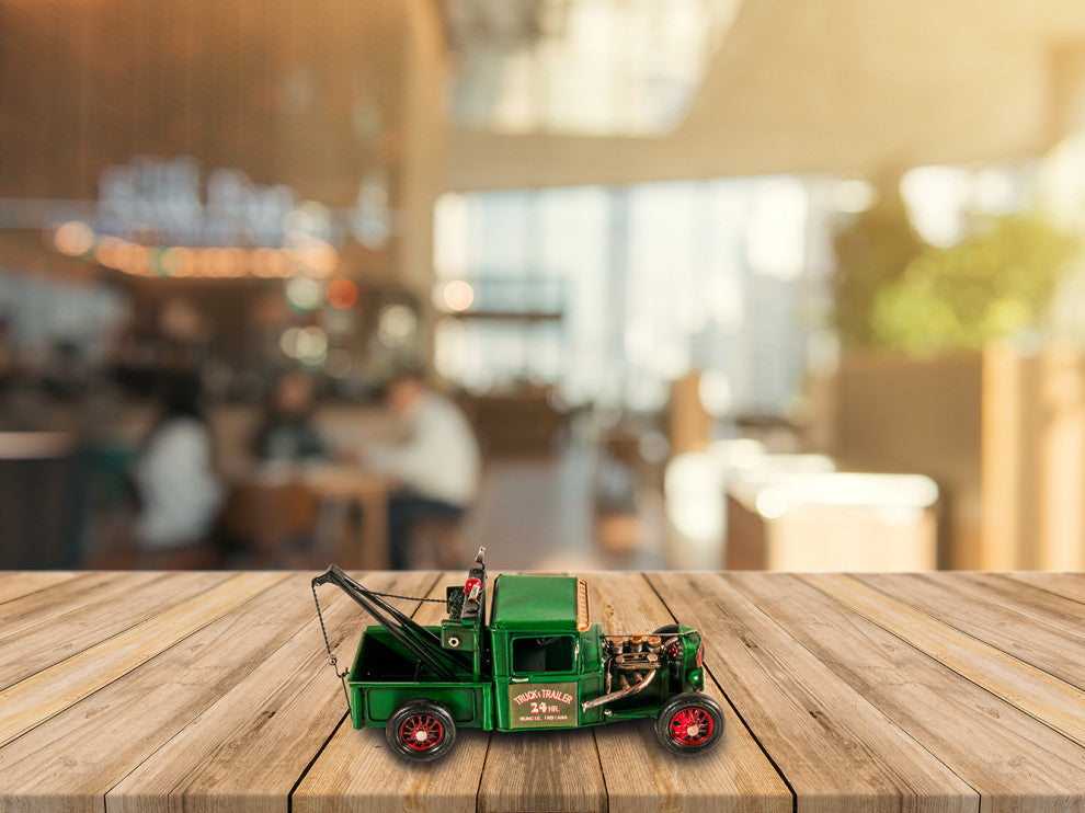 Handmade Vintage Tow Truck Model, Collectible Metal Scale Model Truck