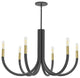 Matte Black Modern Chandelier With Aged Brass Metal