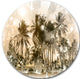 Dark Palms At Sunset, Landscape Round Metal Wall Art, 36"