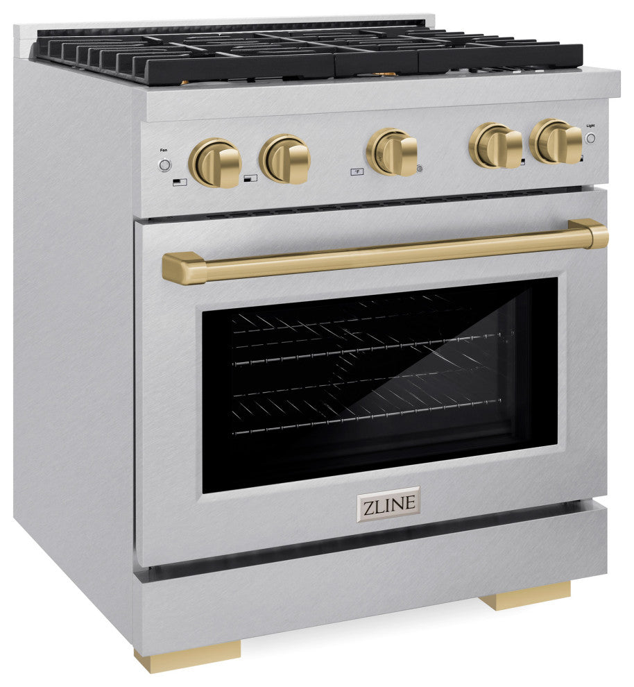 ZLINE 30" Freestanding Gas Range, DuraSnow With Champagne Bronze SGRSZ-30-CB
