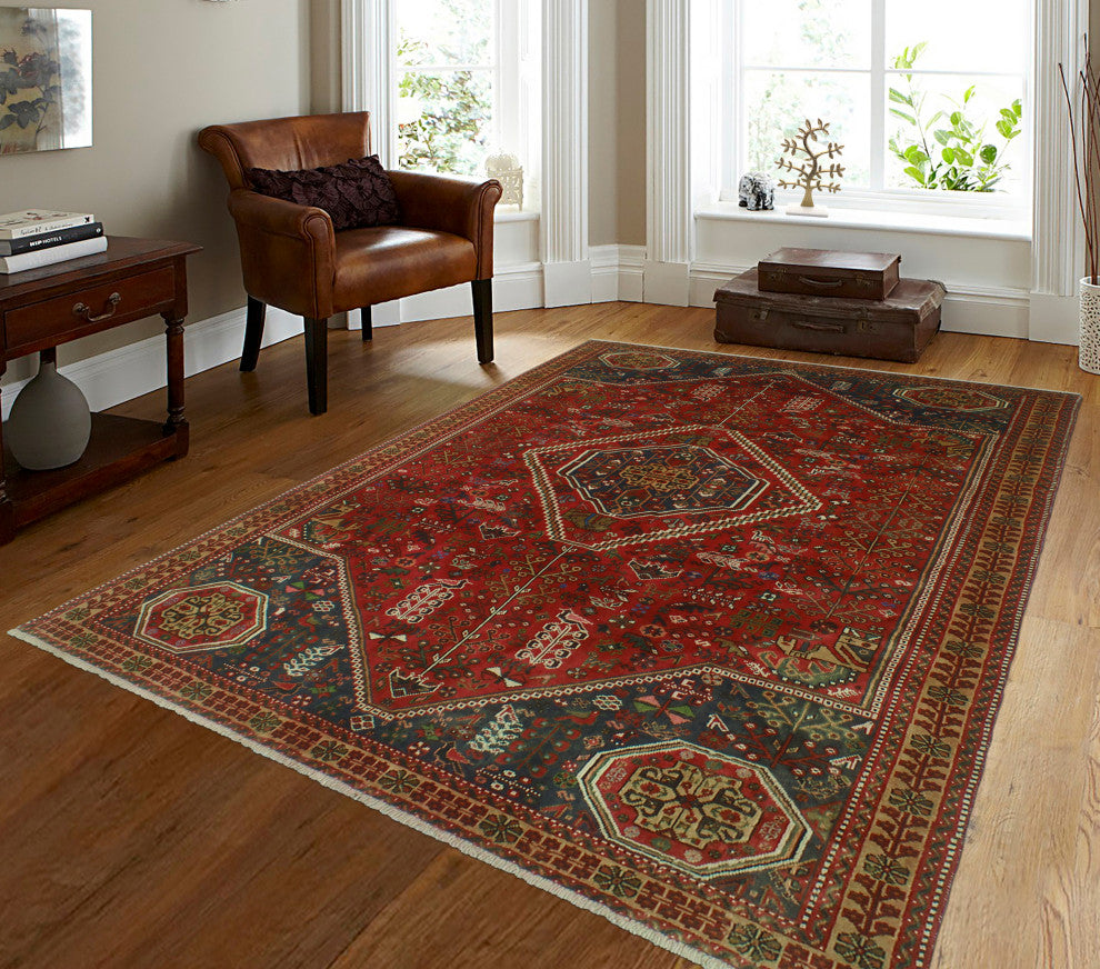 Fine Vintage Distressed Adusa Red Rug