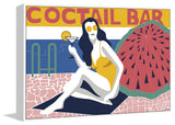 "Cocktail Bar" Floater Framed Painting Print on Canvas, 30"x20"